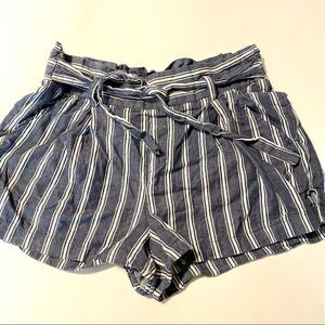 1st Kiss striped paperbag drawstring blue high rise Shortie shorts juniors-9